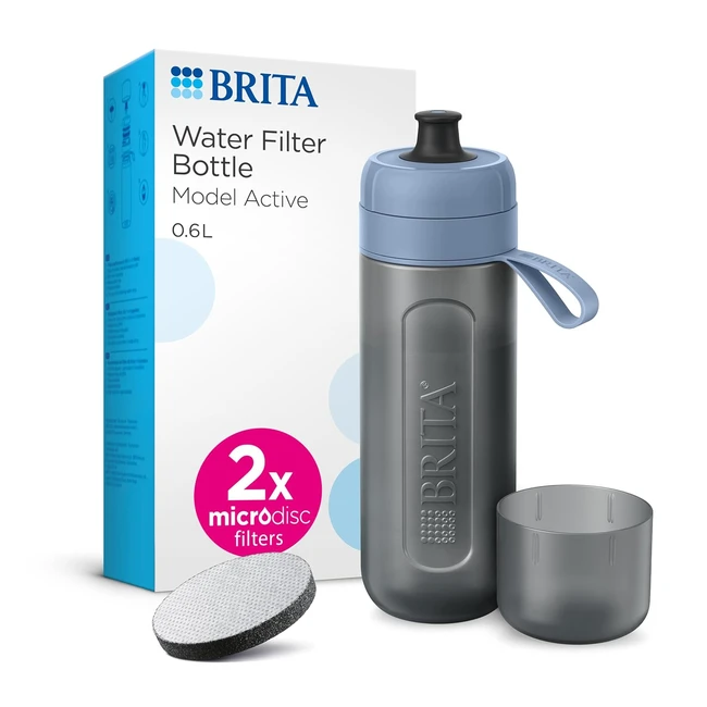 Brita Active Dark Blue Sports Water Filter Bottle 600ml BPA-Free Squeezable On-T
