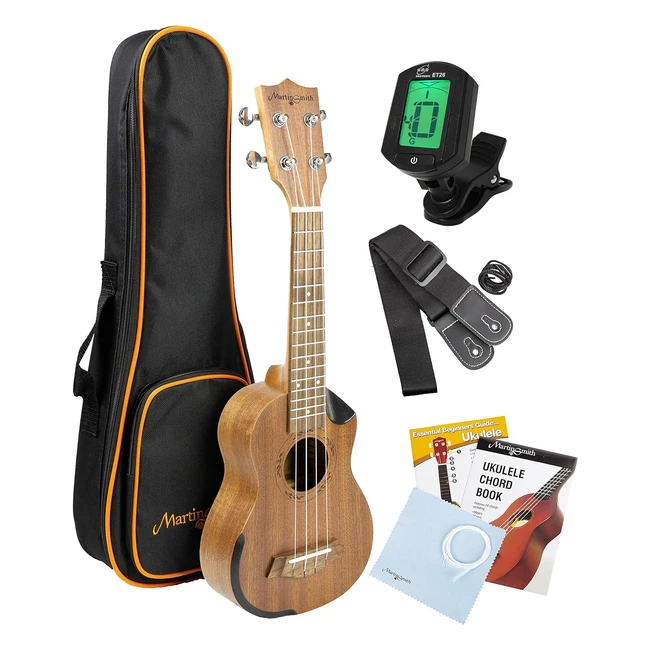 Ukelele Concierto Premium Martin Smith + Afinador + Bolsa Acolchada + Cuerdas Aquila