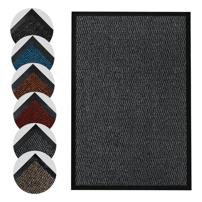 Homatz Door Mats Indoor Outdoor Heavy Duty Floor Mat Non Slip Rubber Back Grey40
