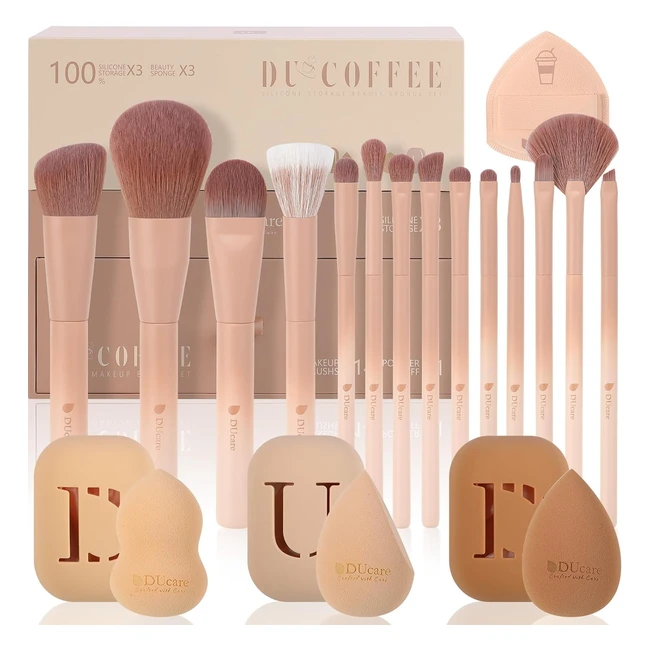 Ducare Makeup Brushes 14pcs Coffee Series Set - Premium Gifts for Flawless Beauty