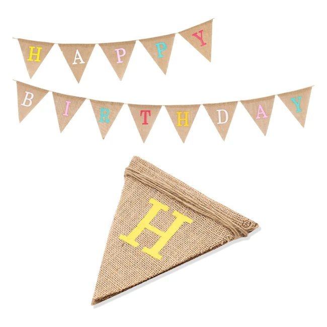 Banderines Happy Birthday G2Plus 4m - Arpillera Vintage Decoración Fiestas