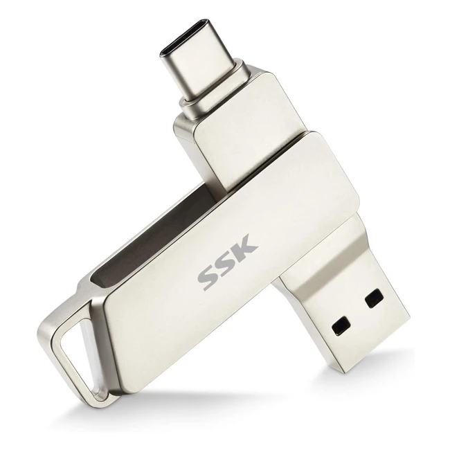 SSK 128GB USB C Flash Drive 150MB/s Transfer Speed Dual Connectors 2 in 1 Type C/USB 3.2 Thumb Jump Drive Memory Stick Thunderbolt 3 Compatible