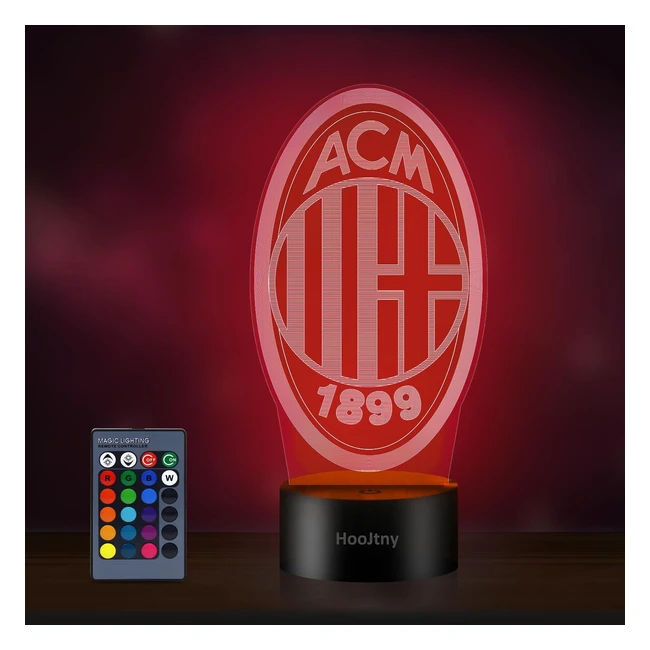 Lampada 3D AC Milan Calcio LED USB Ricaricabile 16 Colori