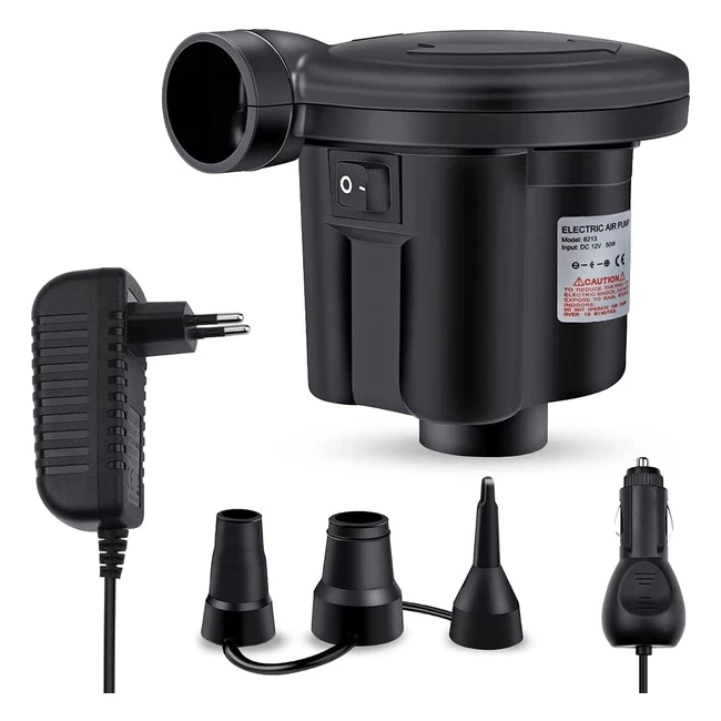 Gonfleur électrique 2 en 1 avec 3 buses - Pompe à air rapide pour matelas, camping, sofa, piscine - 240V/12V