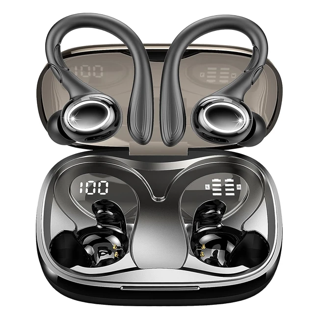 Rulefiss Wireless Earbuds with Mic LED Display Stereo CVC80 Noise Cancelling - 48H Playtime