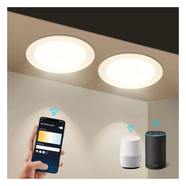 Aigostar 15W LED Downlight Fins Smart LED Alexa Lot de 2 1430lm LED WiFi Encastr