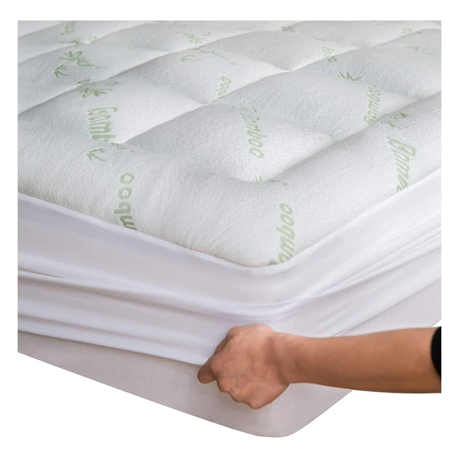 Bamboo Double Full Mattress Topper | Cooling Breathable Pillow Top | Back Pain Relief | Deep Pocket | 54x75 inches