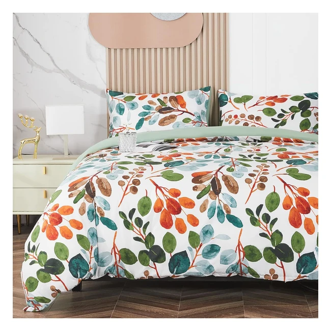 Funda Nordica Floral Multicolor Microfibra 8090 Primavera Ramas Hojas 135x200 cm