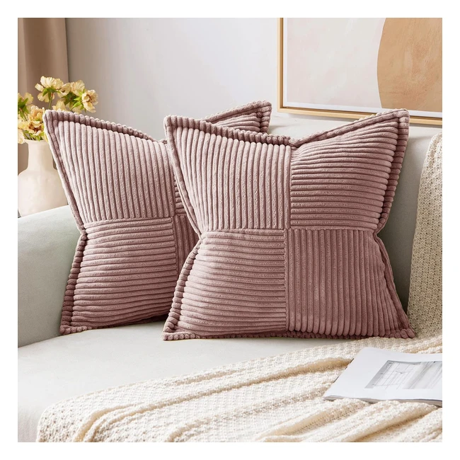 MIULEE Corduroy Cushion Covers Pack of 2 - Modern Patchwork Throw Pillow Covers 