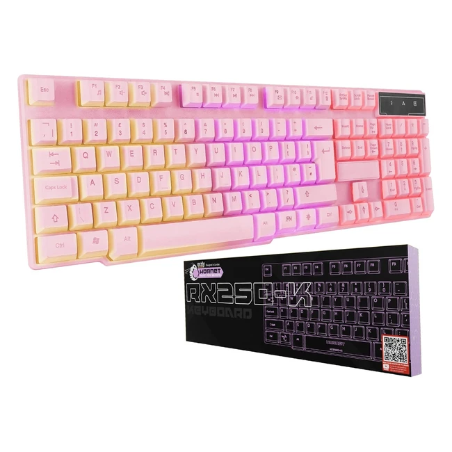 Orzly Gaming Keyboard RGB USB Wired RX250 Hornet Edition Pink