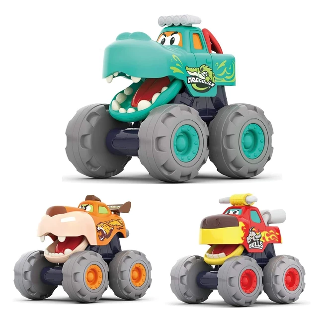 Hola 3 Pezzi Macchinine Monster Truck per Bambini 1-3 Anni - Toro Leopardo Coc