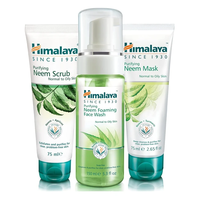 Himalaya Herbals Neem Foaming Face Wash Scrub Mask Set - For Normal  Oily Skin