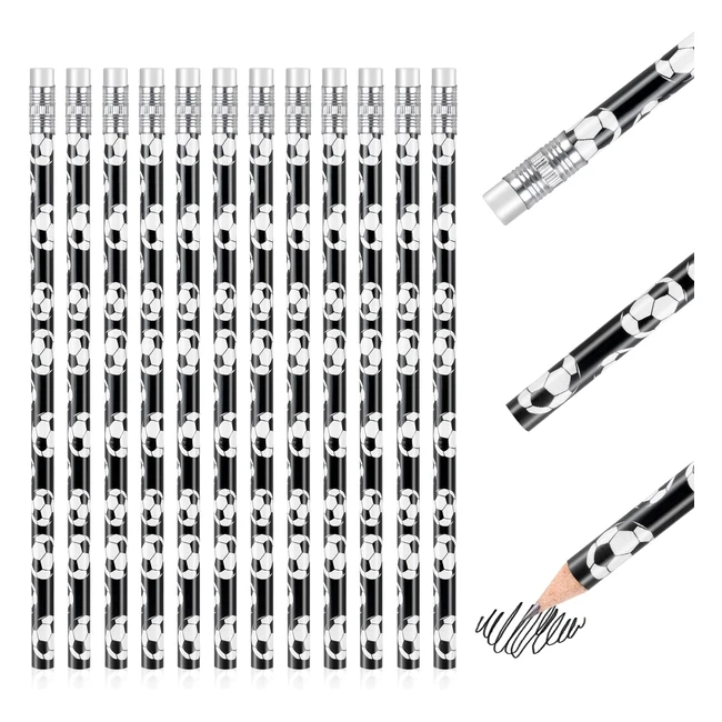 Matite da calcio per bambini - Set da 12pz con gomma - Alta qualità