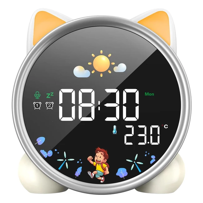 Despertador Infantil Lemnoi con Brillo Ajustable y Msica para Dormir - Recarga