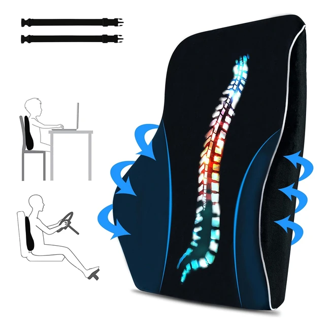 thecomfortzone Lumbar Support Pillow - Ergonomic Memory Foam Cushion with Adjust