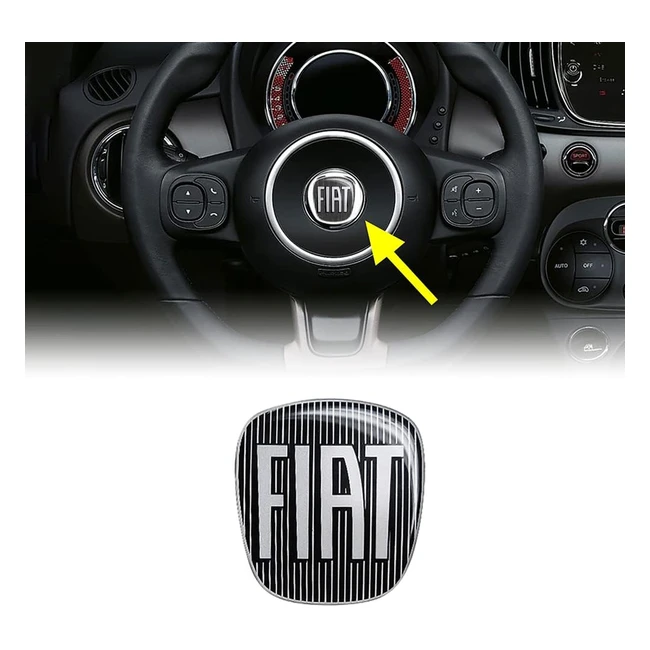 Adhesivo 3D Fiat 14193 Negro Volante 500 - Reemplazo Logo