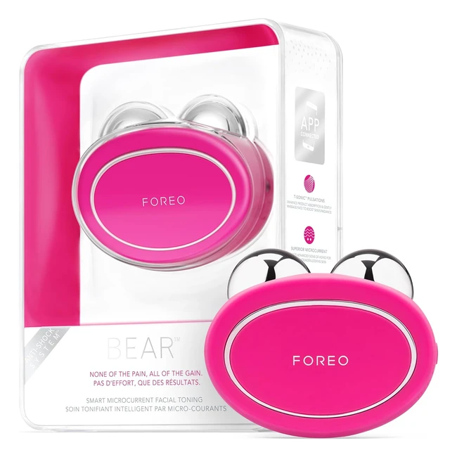 Foreo Bear Smart Microcurrent Face Lift Device - Instant Visible Noninvasive Face Lift & Antiaging - Fuchsia