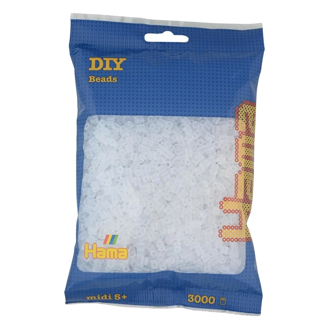 Perles Hama Repasser 20108 - Sachet 3000 Perles Transparentes Midi 5mm Blanc