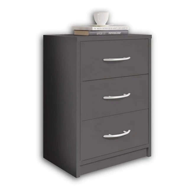 Comodino Stella Trading Pepe Grigio Grafite 3 Cassetti 39x54x28 cm Linea Essenzi