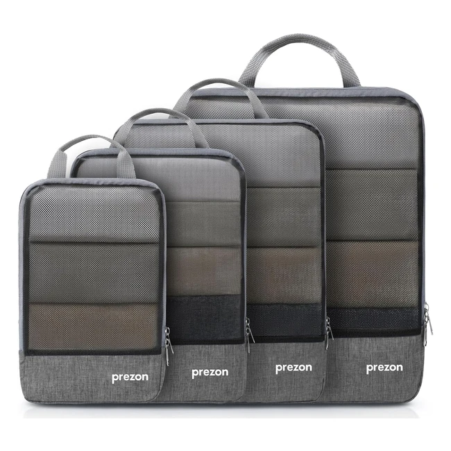 Prezon Compression Packing Cubes Luggage Organiser Set - Save Space, Waterproof, Premium Materials
