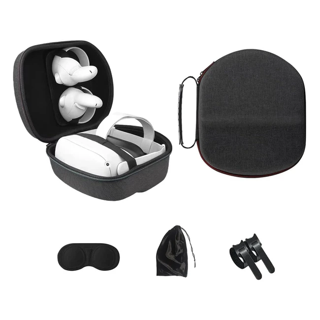 Dethinton Oculus Quest 2 Travel Case - All-in-One VR Gaming Headset & Controllers - Multiple Accessories Included - Black