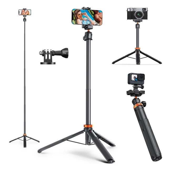 Palo Selfie Trípode 157cm Extensible Control Remoto para Teléfono - iPhone Samsung Android GoPro