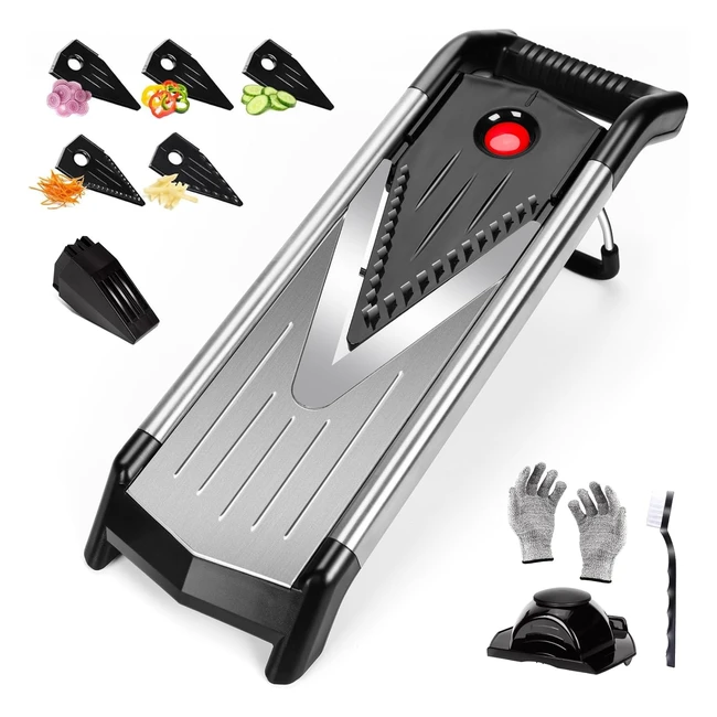 Mandoline Professionnelle Multifonctions - 5 Lames Acier Inox - Coupe Rapide et 