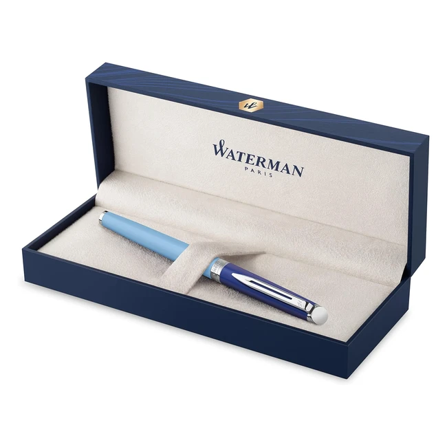 Stylo Roller Waterman Hmisphre Bleu Laqu Mtal Palladium - Coffret Cadeau