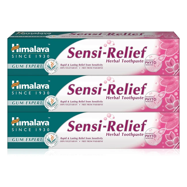 Himalaya SensiRelief Toothpaste | Advanced Phyto Protection | Rapid Sensitivity Relief | Paraben Free | 100% Vegetarian | Pack of 3