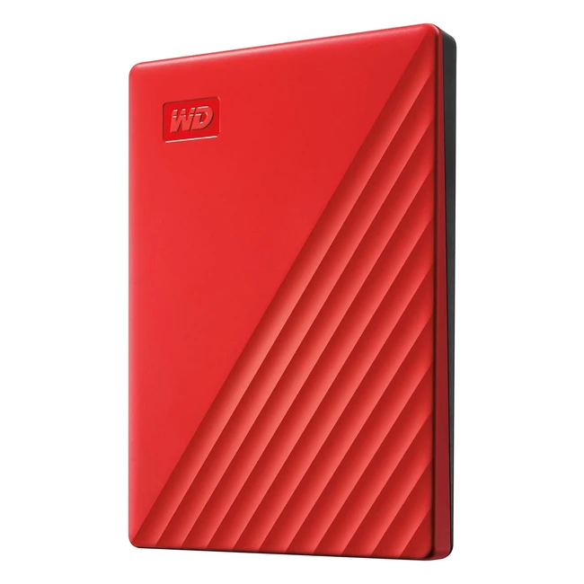 WD 2TB My Passport Portable HDD USB 3.0 - Backup, Password Protection, Red