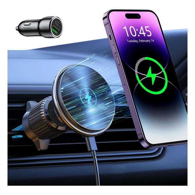 Cargador Inalámbrico Coche Magsafe 15W Carga Rápida Soporte Móvil Magnético