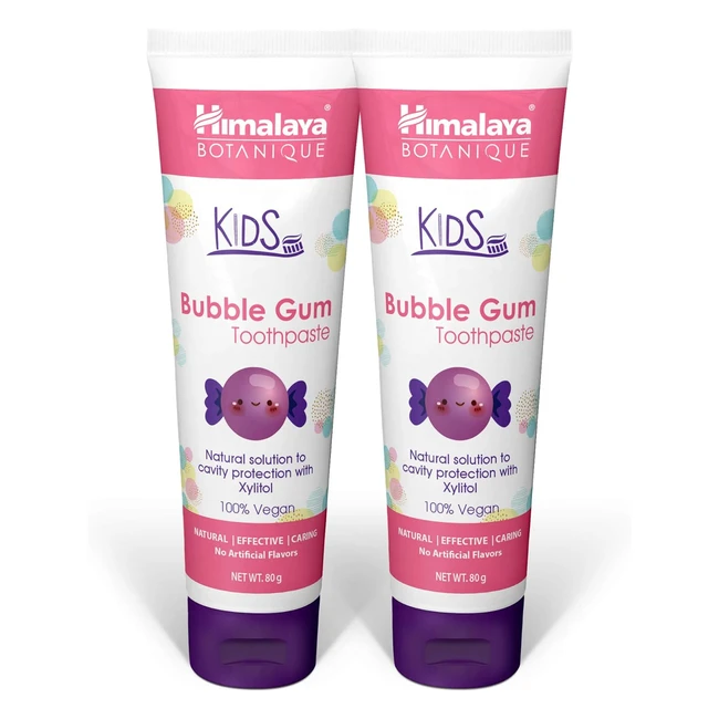 Himalaya Botanique Kids Toothpaste Bubble Gum Flavor 80g Pack of 2 - Organic Nee