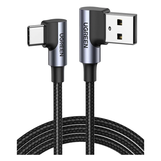 UGREEN USB to USB C Cable Right Angle 3A Fast Charging Compatible with iPhone 15