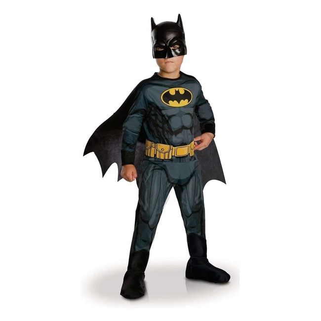 Costume Batman Ufficiale DC Taglia 5-6 Anni Tuta Stampa Cintura Copriscarponi Ma