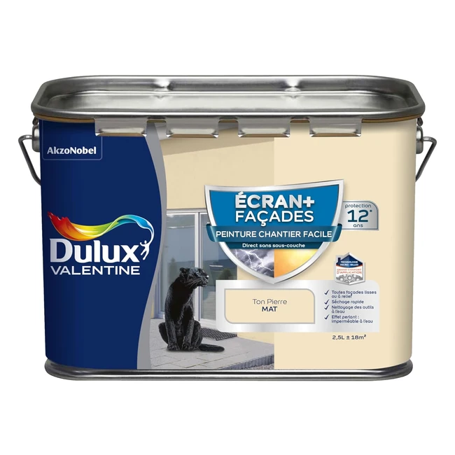 Peinture extérieure Dulux Valentine Ecran Facades - Chantier Facile - Mat Ton Pierre 25L