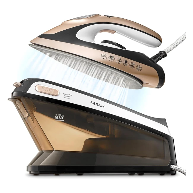 Fer  repasser Reemix 2400W - Pression 55 bars - Chauffage rapide - Semelle en 