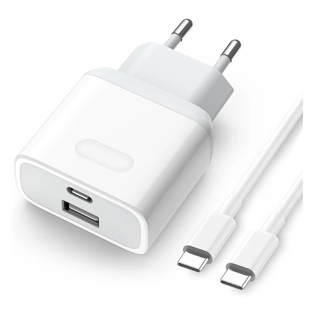 Cargador USB C 20W para iPhone 15 Pro Max con Cable 2m - Carga Rpida y Segura