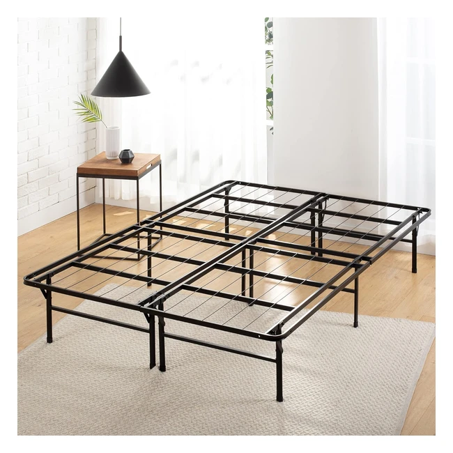 Zinus SmartBase King Size Bed Frame 150x200 cm - 35 cm Height with Underbed Storage - Metal Platform Bed - Black