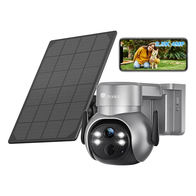 Ctronics 25k 4MP Telecamera WiFi Esterno con Batteria e Pannello Solare