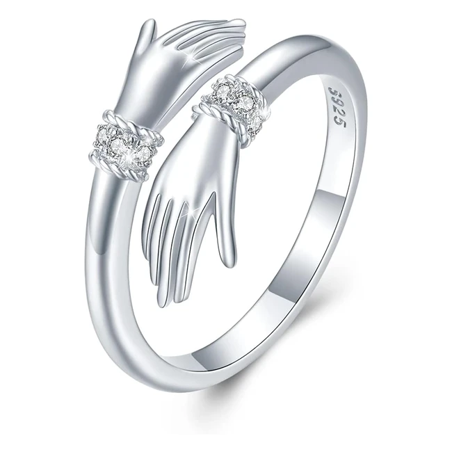 Anillo Abrazo Mujer Plata Ley Ajustable Circonita - Ref 1234 - Envo Gratis