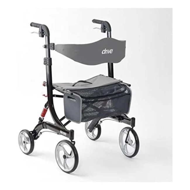 Drive Devilbiss Healthcare Black Nitro Rollator - Backrest Seat - Bag - Stabilit