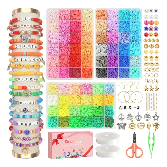 Dazhqp 15000 Pcs Clay Beads Bracelet Making Kit 72 Colors - Premium Quality Craf