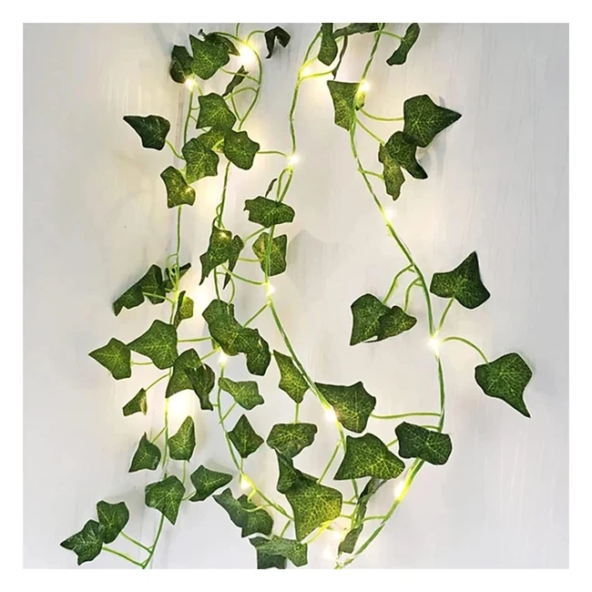 Guocheng 20LEDs Battery Operated Vine Fairy String Lights 2m Artificial Leaf Hanging Garland Copper Light Strings