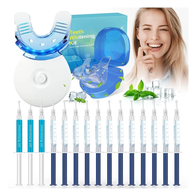 Teeth Whitening Kit with LED Light - Fast Results - 12 Whitening Gels