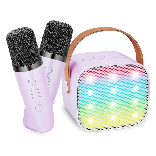 Karaoke Bluetooth per Bambini Ankuka con 2 Microfoni - Cassa Portatile Luci LED