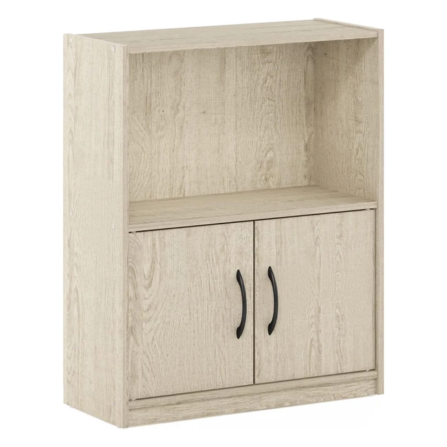 Bibliothèque ouverte Furinno Gruen avec armoire de rangement - Pin métropolitain 2 niveaux