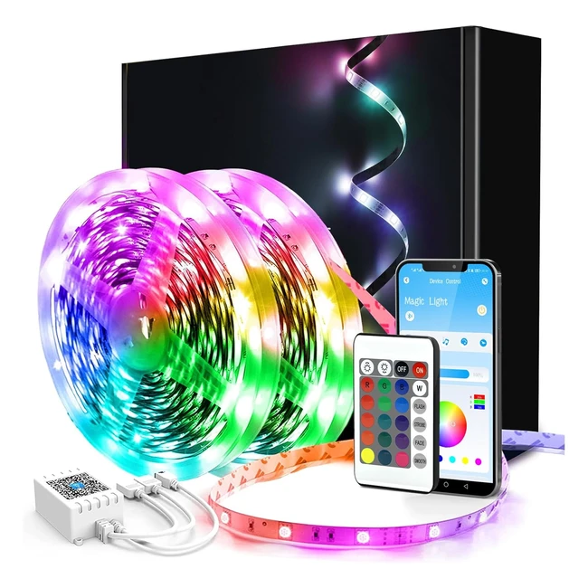 Phopollo 10m LED Strip Light with Remote  Smart Music Sync Mode  Flexible Ligh