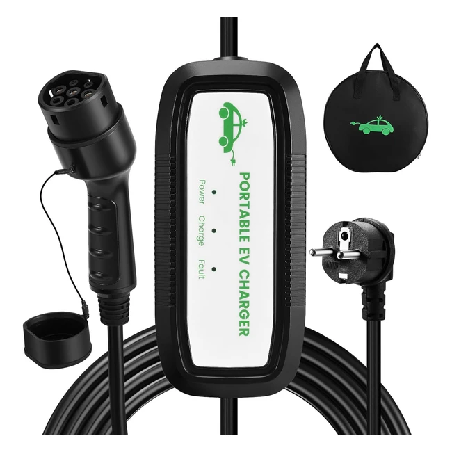 Cargador Coche Eléctrico 16A 15m Tipo 2 LED IP67 IEC 62196 - Portátil