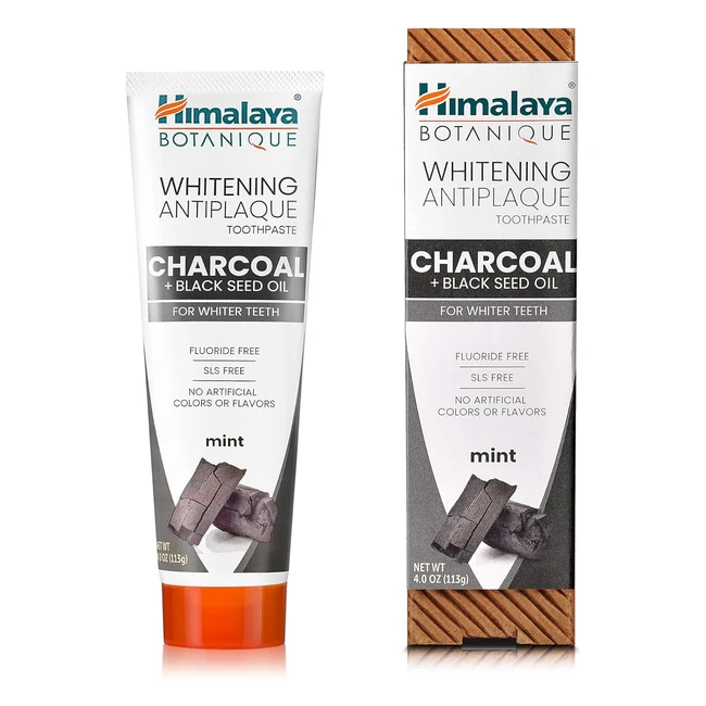 Dentifricio sbiancante antiplacca Himalaya al carbone, olio di semi di nero e menta 113g