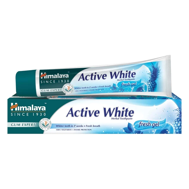 Himalaya Active White Gel - Pasta Dentifricia Erbe con Enzimi Fruttati - Sbiancante Antibatterico - Protezione Completa - Senza Parabeni e Candeggina - 100% Vegetariana 75 ml
